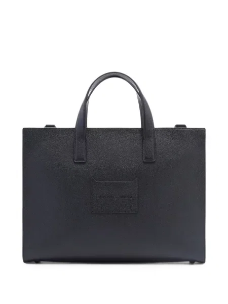 Kožená aktovka Emporio Armani s autogramem černá