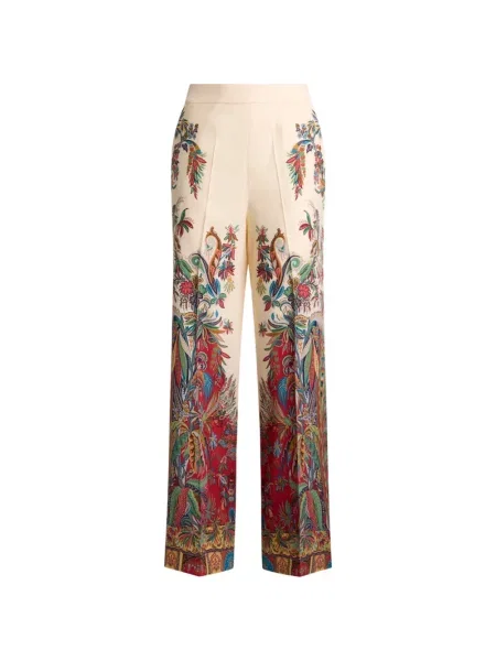 Pantaloni Etro de mătase cu imagine cu model paisley