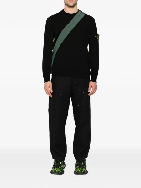 Вълнен пуловер Stone Island камъни черно