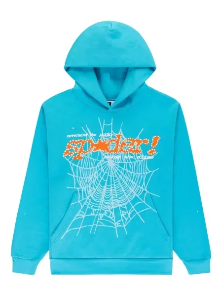 Hanorac cu glugă Sp5der cu imagine albastru