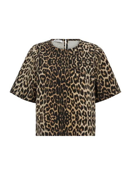 Co'couture Tricou Leo maro cappuccino / kaki negru