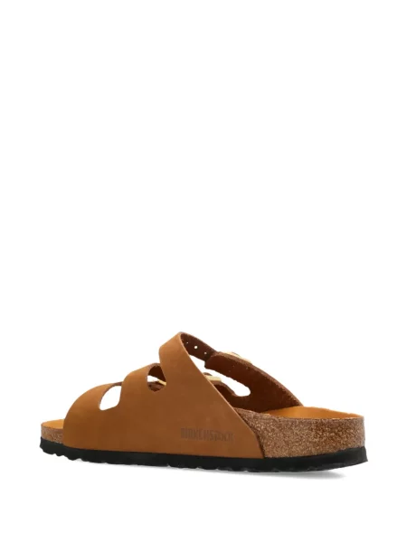 Sandale Birkenstock din piele de căprioară fără toc maro
