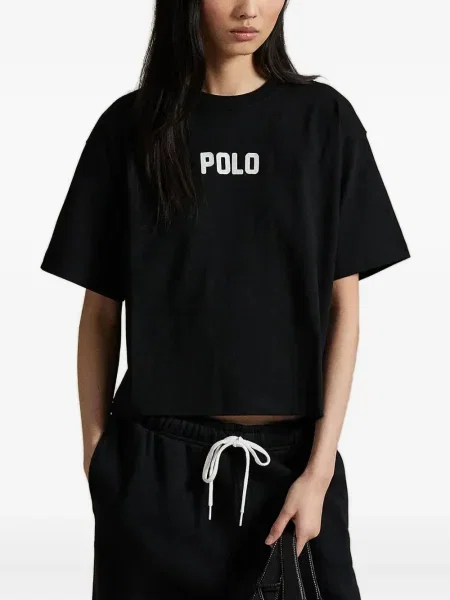 Кожена дълго тениска Polo Ralph Lauren с V-образно деколте зелено