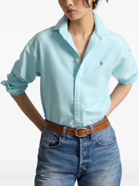Lanena ošišano polo majica Polo Ralph Lauren s printom siva