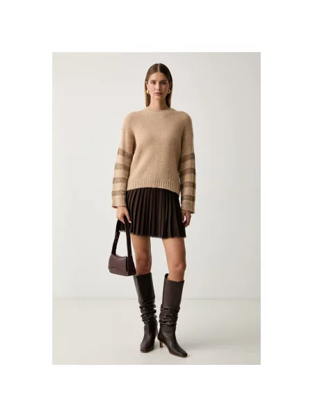Twinset sweter z wełną beżowy
