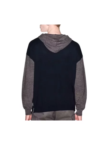 Bluza z kapturem Armani Exchange wełniana z kapturem niebieska