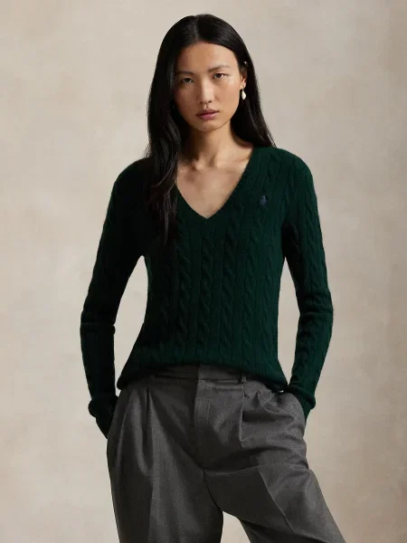 POLO RALPH LAUREN De lână pulover KIMBERLY | cu adaos de cașmir verde