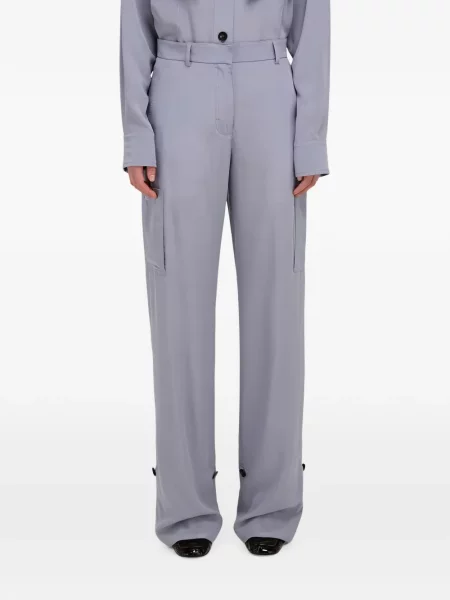 Pantaloni cargo Ferragamo de mătase violet