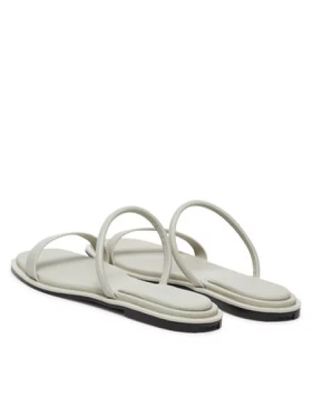 Calvin Klein Natikači Flat Sandal Squared Lth Écru