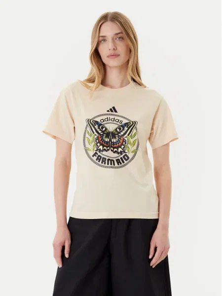 ADIDAS SPORTSWEAR Funkčné tričko Adidas x Farm žltohnedá / modrá / kiwi / čierna béžová