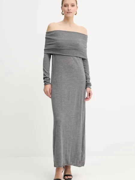 Liviana Conti rochie din lână maxi drept gri