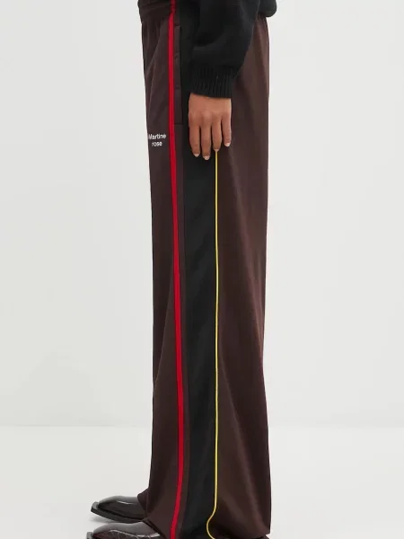 Hlače Martine Rose Wide Leg Trackpant smeđa široke visoki struk ružičasta