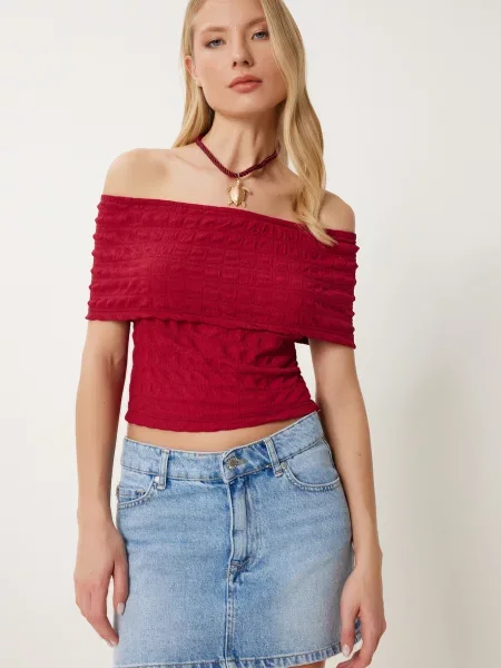 Happiness İstanbul Bluză burgundy roșu