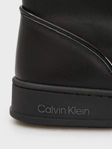 Кожаные кроссовки Calvin Klein на шнуровке черные