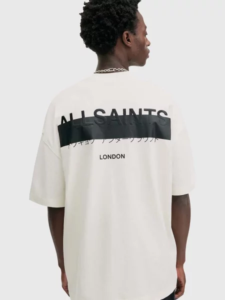 Футболка AllSaints REDACT SS CREW з принтом білий