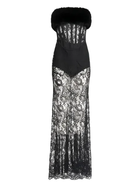 Maxi rochie maxi Elie Saab din dantelă de costum negru