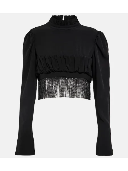 Top Paco Rabanne orezané čierna