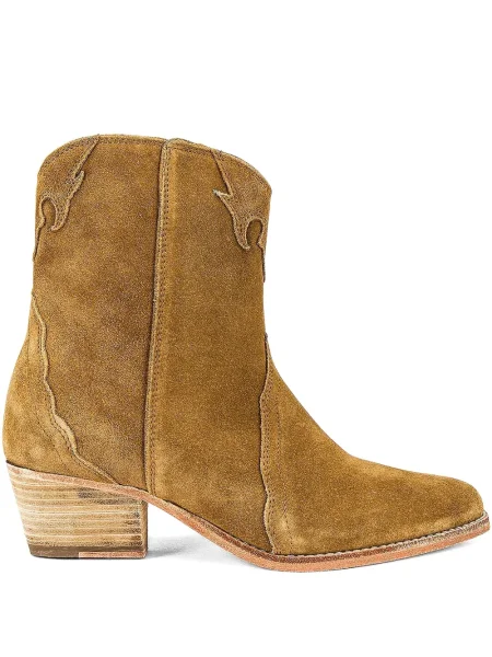 Botine Free People cu broderie cowboy maro