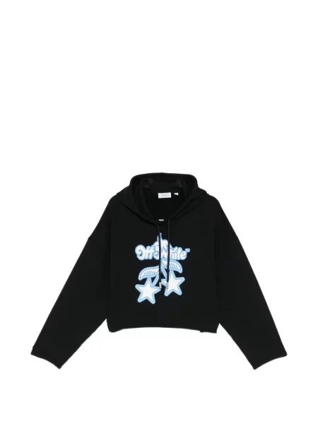 Decupat hanorac cu glugă Off-white cu imagine alb