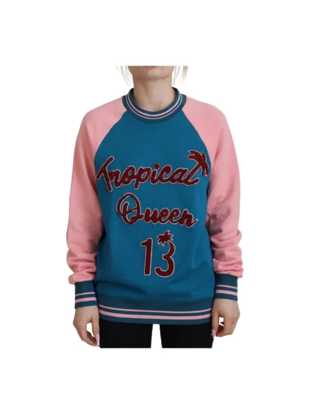 Wielobarwność płaszcz Dolce And Gabbana w tropikalny nadruk niebieski