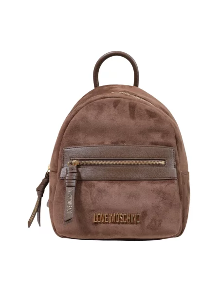 Plecak Love Moschino z logo brązowy
