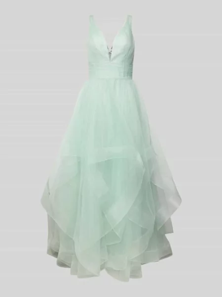 Sukienka wieczorowa z dekoltem w serek i tasiemką w talii Mascara