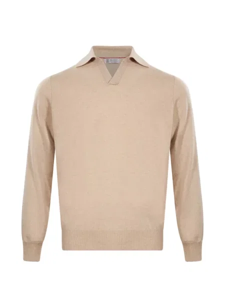 Gulerat lung tricou polo Brunello Cucinelli