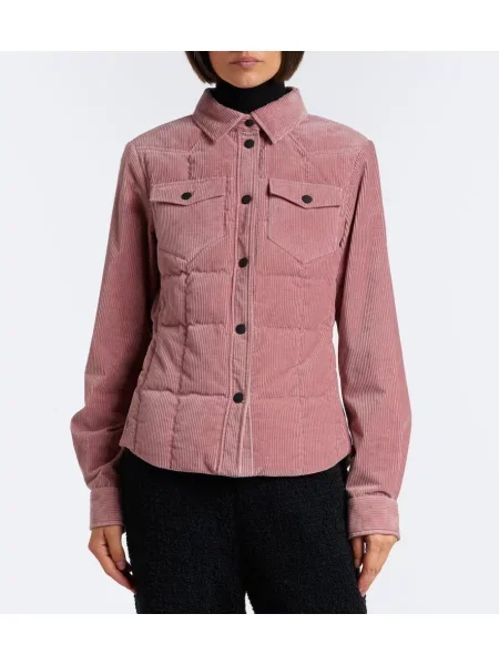 Manšestrová péřová bunda Moncler Grenoble růžová