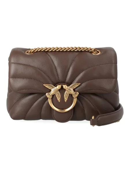 Torba Pinko skórzana brązowa