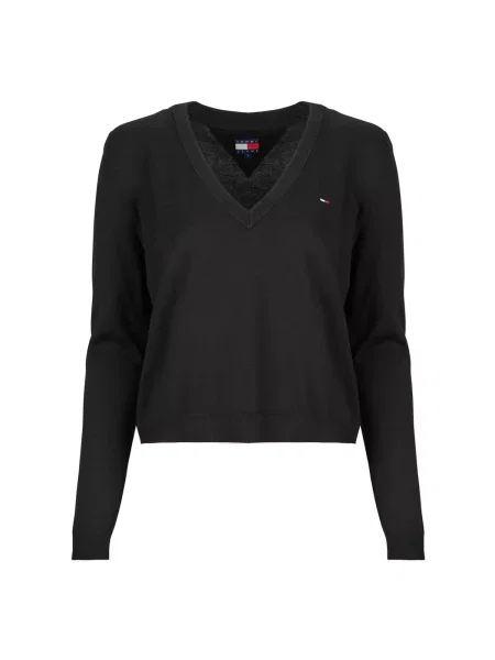 Tommy Jeans Sveter ESSENTIAL čierna modrá
