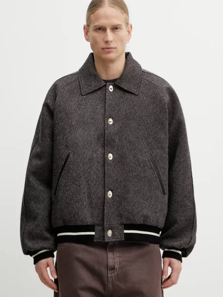 Vlněná bunda Wales Bonner Homecoming Varsity Jacket přechodná šedá