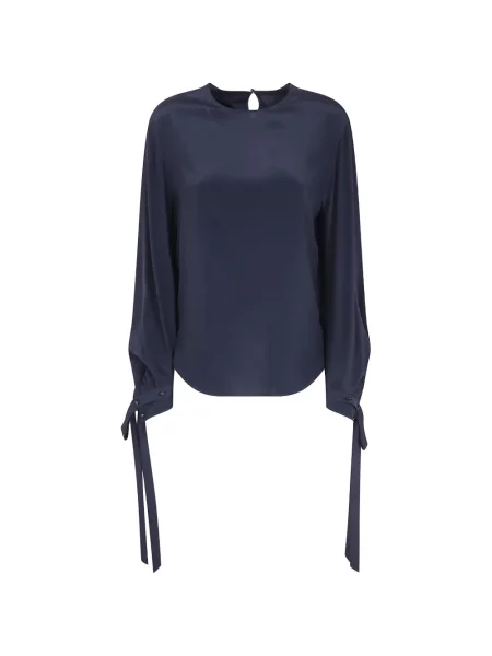 Bluză Alberta Ferretti din satin cu legături negru