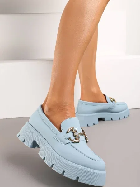 Mocasini Bleu deschis cu Talpă Groasă și Cataramă Rosarose albastru