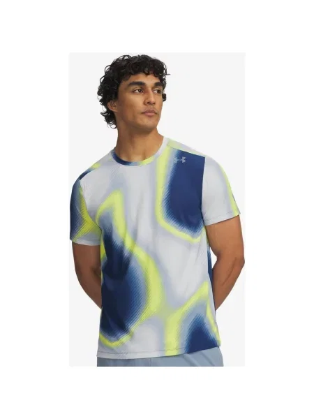 Koszulka z krótkim rękawem damska Under Armour Velociti Pro Print niebieski żółty M biały