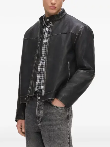 Дънково яке Karl Lagerfeld Jeans с протрити краища черно