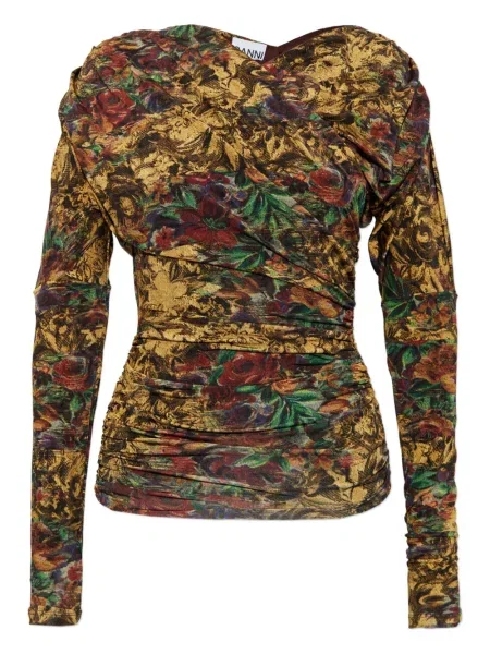 Top Ganni cu model floral lung