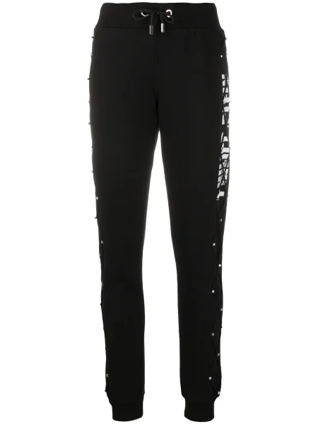 Pantaloni Philipp Plein cu imagine alergare negru