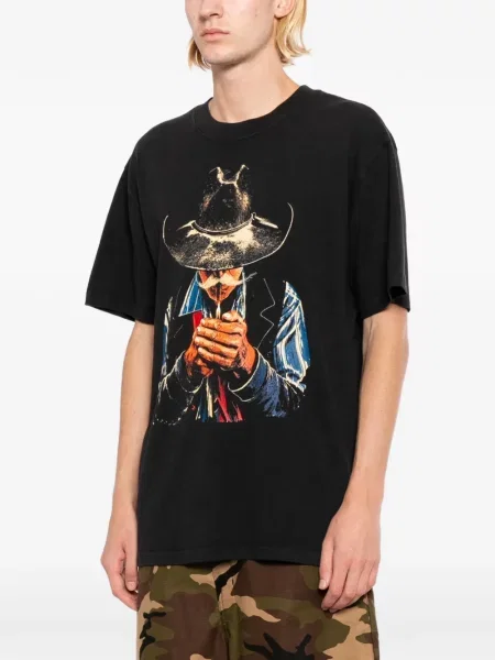 Tricou Melt cu imagine cu decolteu rotund negru