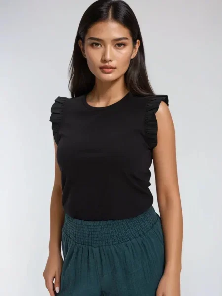 Bluză Marisse cu volane negru