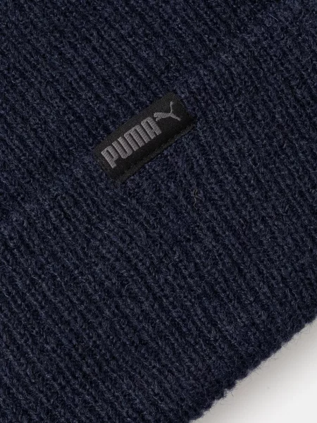 Шапка з домішкою вовни Puma з товстого трикотажу чорний