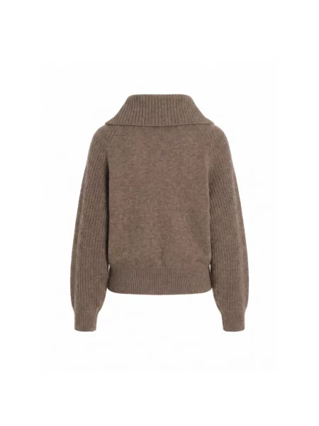 Sweter Agnona z dekoltem w serek brązowy