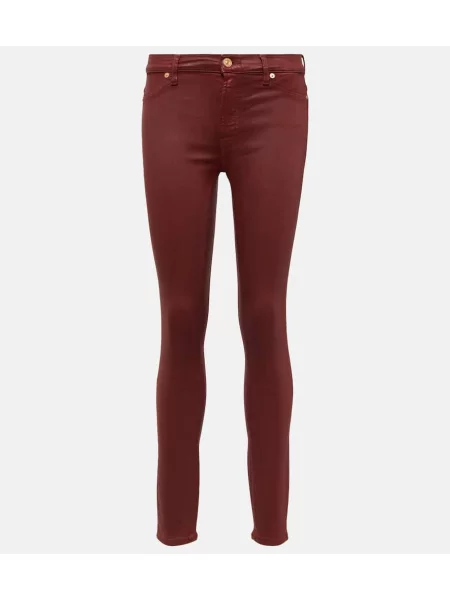 Blugi skinny 7 For All Mankind cu talie înaltă roșu