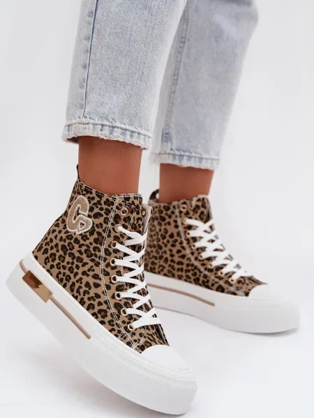 Teniși Boto cu platformă cu model leopard negru