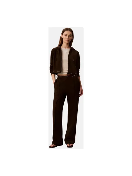 Spodnie dresowe Calvin Klein Jeans Terry Logo Waistband Track Pant Dark Coffee XS brązowe