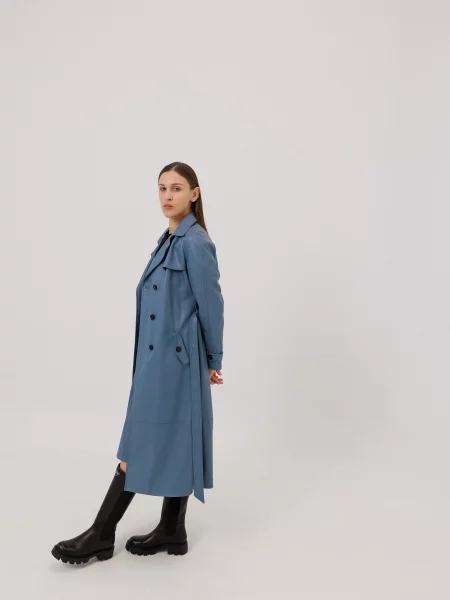 Тренч Alnest сіро-синій штучна шкіра синій