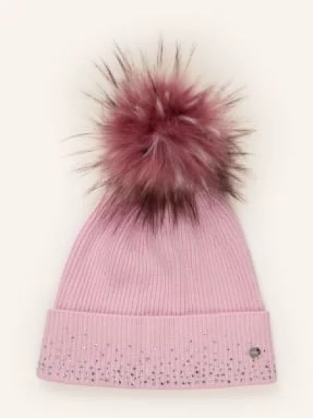 Marc Cain Čepice S Umělou Kožešinou A Ozdobnými Kamínky chalk pink