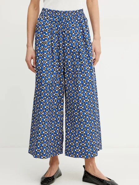 Weekend Max Mara spodnie szerokie high waist niebieski