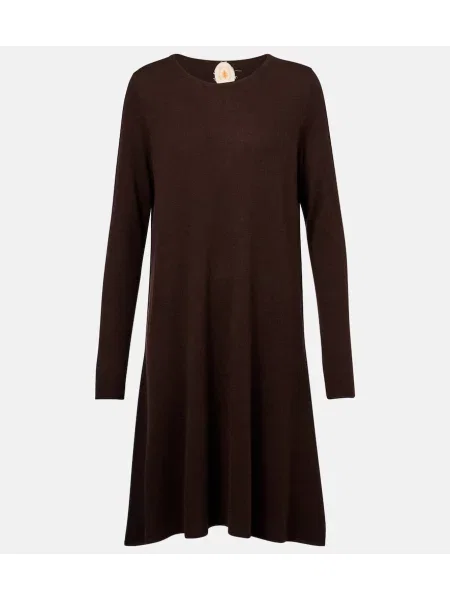 Rochie midi Jardin Des Orangers de lână până la genunchi de costum maro