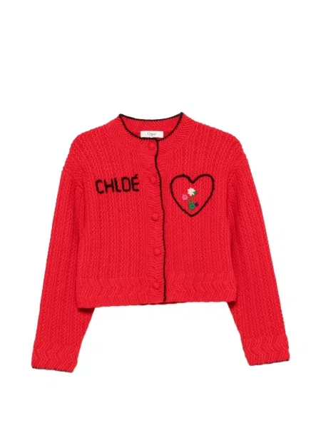 Cardigan Chloé tricotate cu autograf roșu