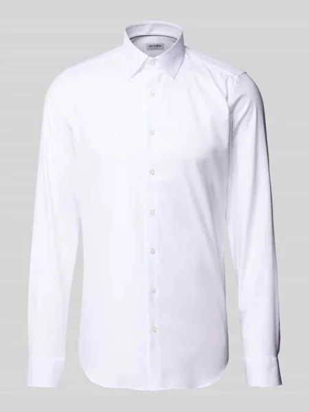 Koszula biznesowa o kroju slim fit z twillu z bardzo długim rękawem Olymp Level Five biała